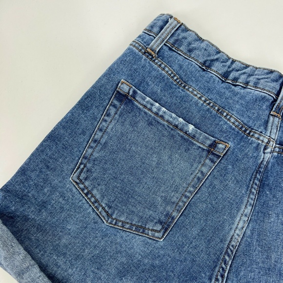 Wild Fable Denim Shorts Womens Size 12 Blue Jean High Rise Bermuda Distressed - Picture 7 of 8